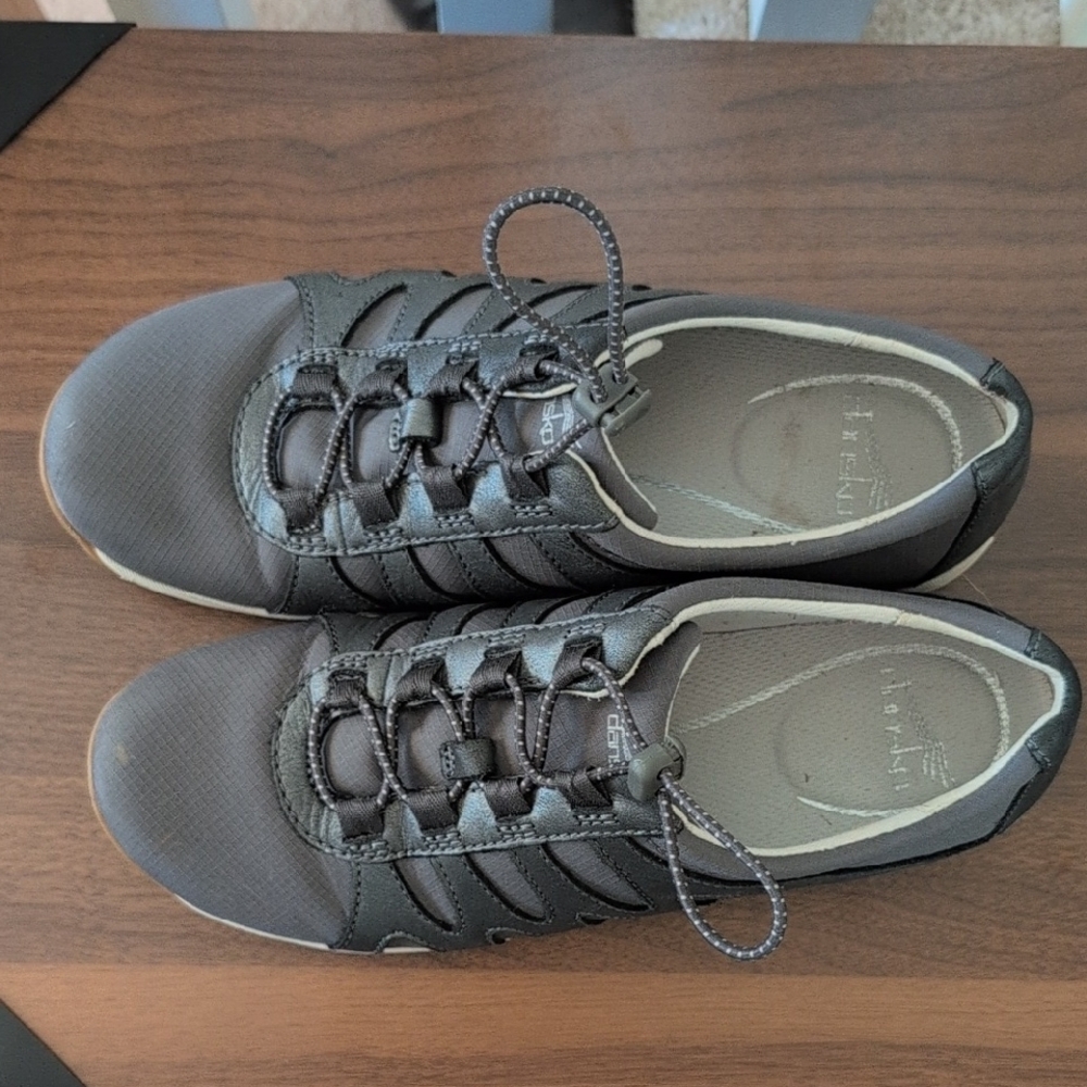 Dansko Gray Athletic Shoes with Unique Lacing and Padded Collar